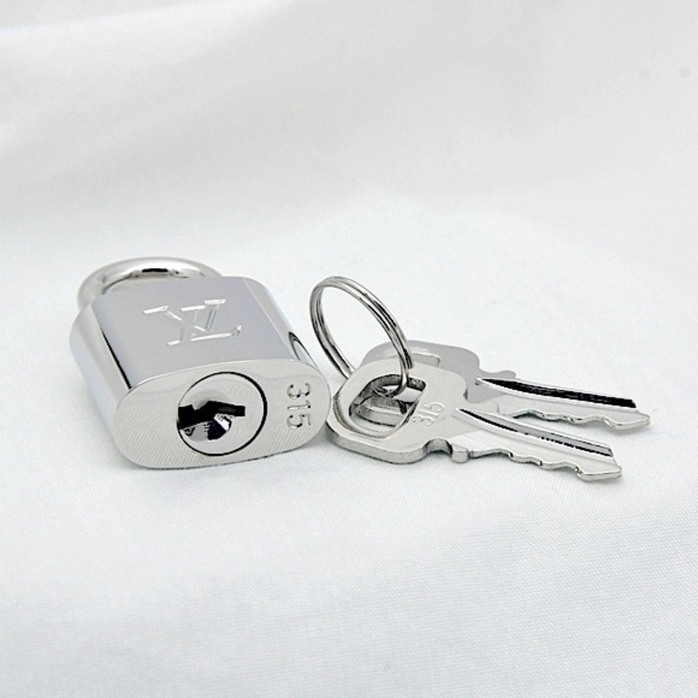 Authentic Louis Vuitton SILVER Lock & Keys Necklace #315 NEW Long & Short Chain - Picture 7 of 11
